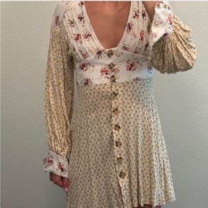 Free People Beige Button-Down Dress